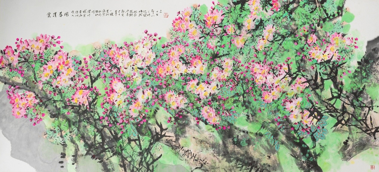 <h2>棠溪春风</h2><p>作者：郭怡孮</p><p>创作年代：2024年</p><p>规格：144cm×340cm</p><p>品类：中国画</p>